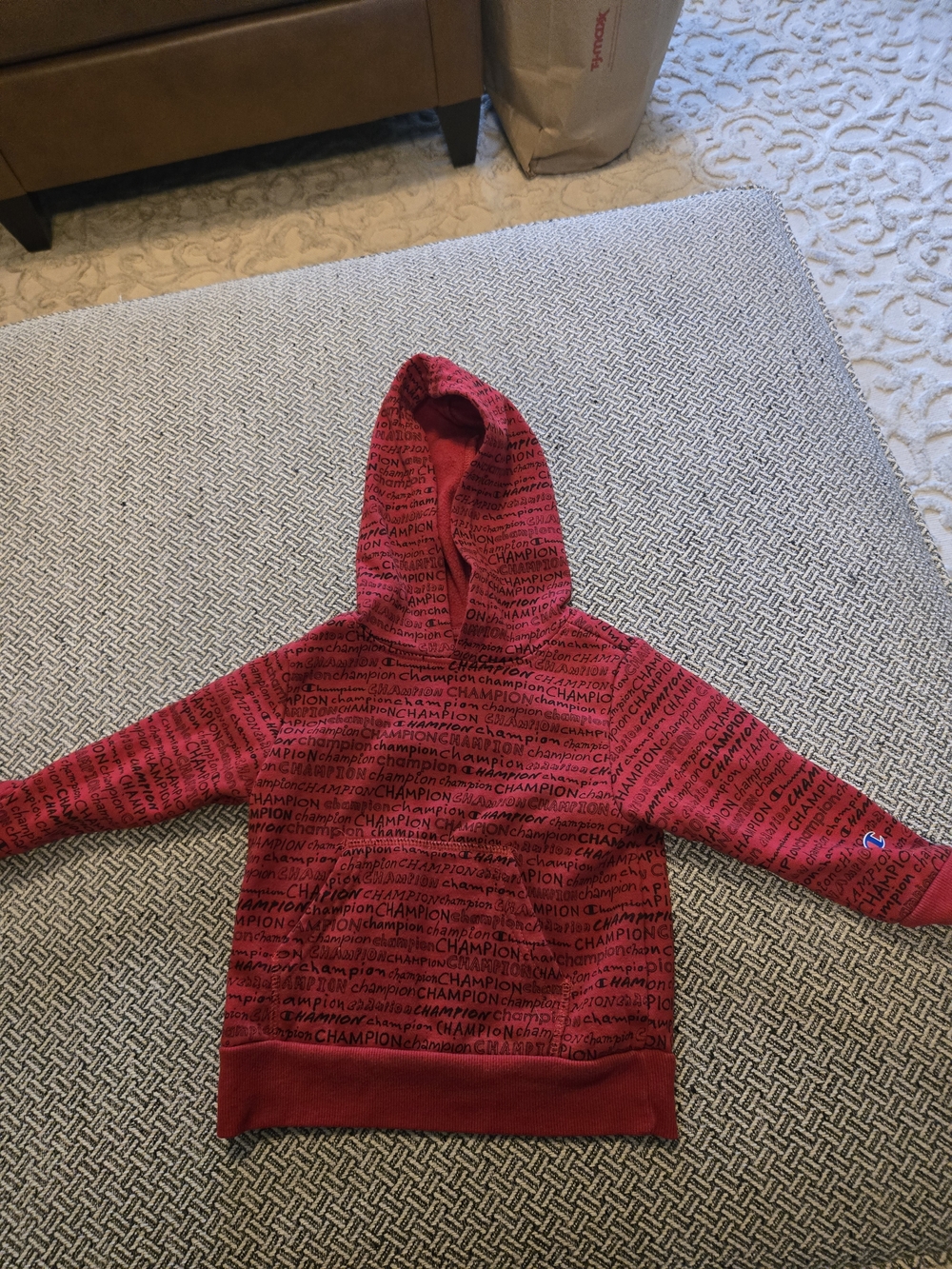 Champion Red All-Over Logo Pullover Hoodie